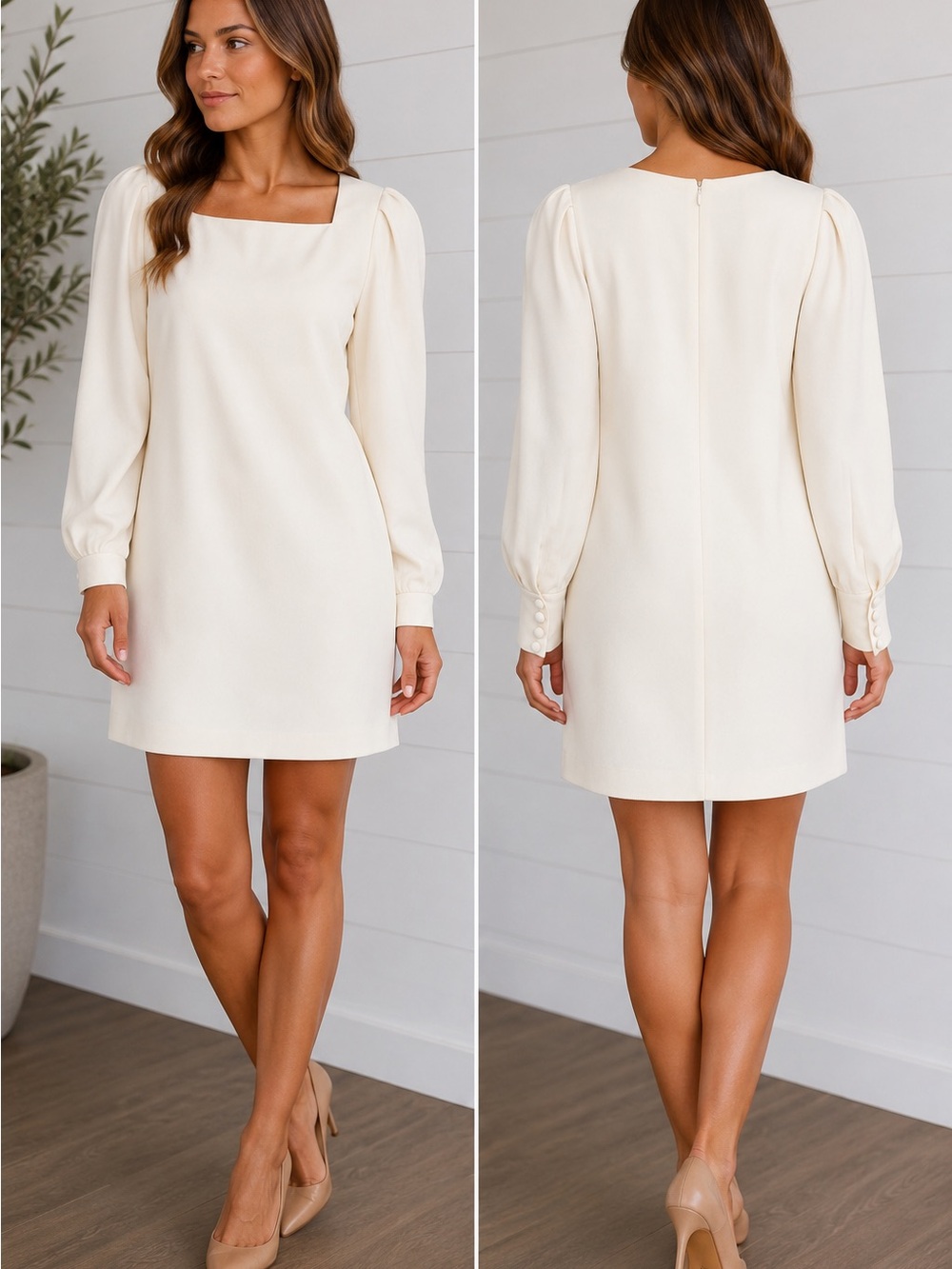 Trina Turk Ivory Square Neck Mini Dress | Size 6 - Picture 4 of 11